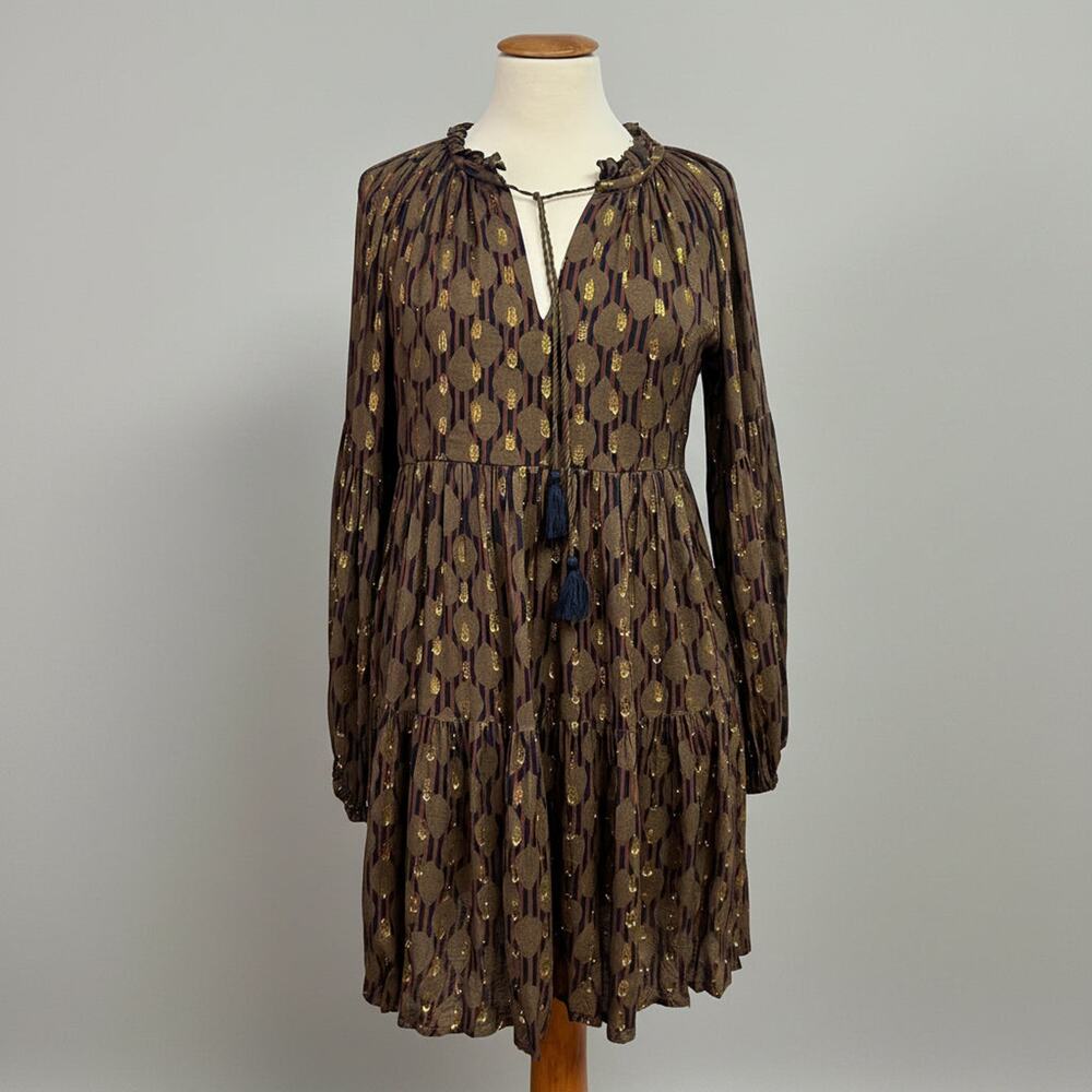 Oliphant olive, navy, and gold dress, size XS
